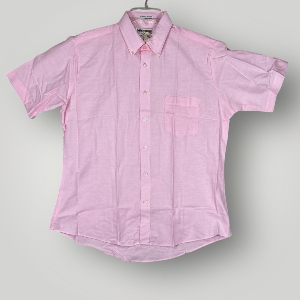 McGregor Classics vintage button down short sleeve Pink shirt Men (16) 15-17 NWT